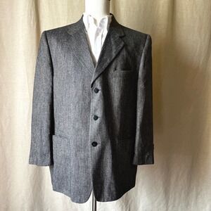 Versini Silk Blazer 44R Blue Tan Textured Sport Coat Men's Classic